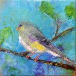bird  palette knife goldfinch