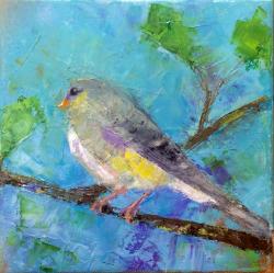 bird  palette knife goldfinch